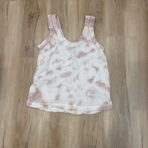 Faherty Pink and White Tie-Dye Tank Top Womens Small